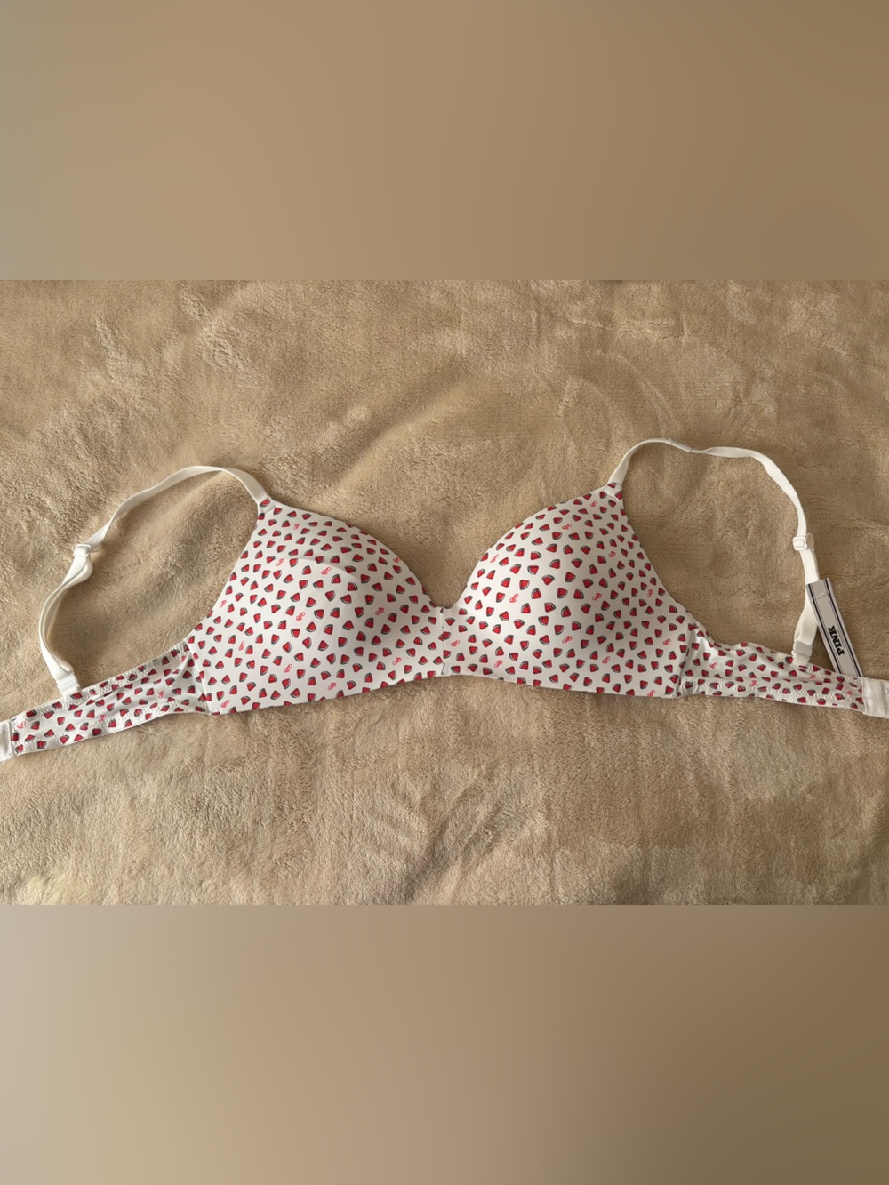 Victoria’s Secret PINK White Bra with Red Watermelon Print - Women Intimate